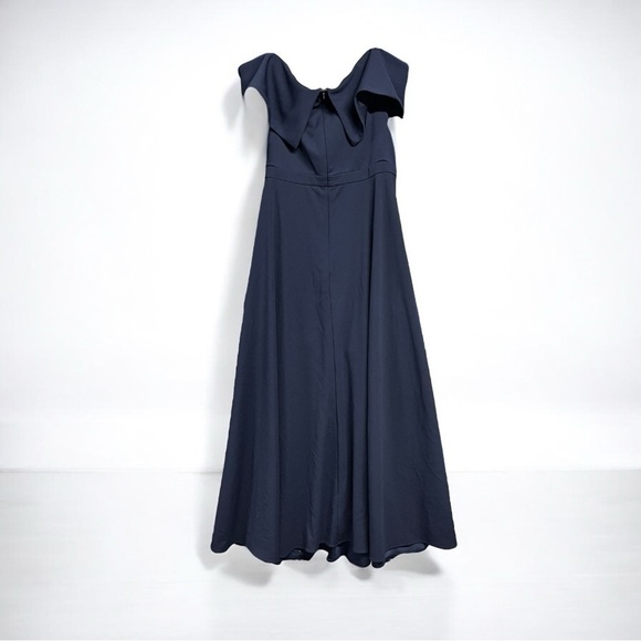 🌻NEW w/tags XSCAPE Navy Crepe Sweetheart Neck Evening Dress Gown Size 22W - Picture 6 of 10